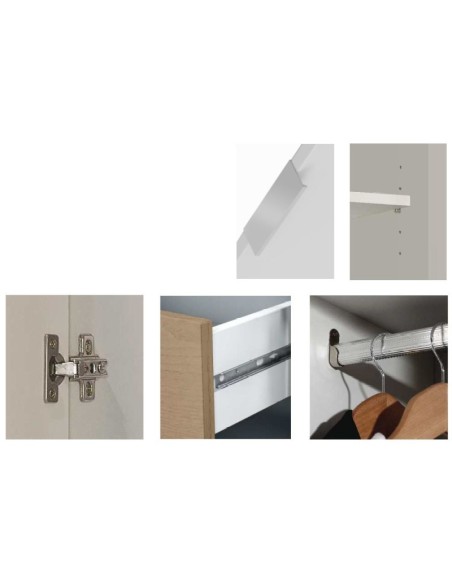 Armario Loft 3 puertas y 4 cajones 180x200x61 cm roble canadian