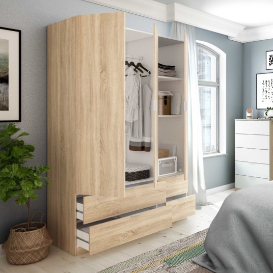 armario loft roble canadian dormitorio moderno abierto