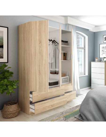 armario loft roble canadian dormitorio moderno abierto