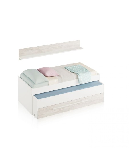 Cama doble juvenil Elliot con cajón y estante blanco artik/blanco velho