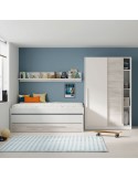 Cama doble juvenil Elliot con cajón y estante blanco artik/blanco velho