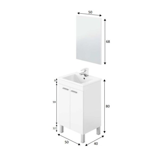 Mueble de lavabo Koncept 50 cm blanco...