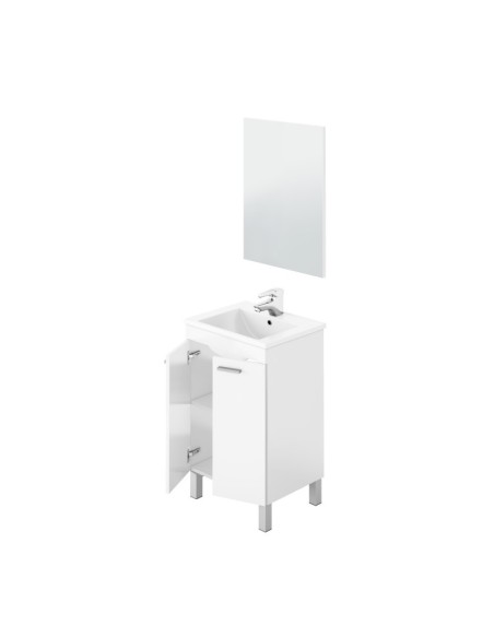 Mueble de lavabo Koncept 50 cm blanco brillo con espejo y lavabo