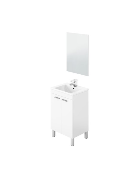 Mueble de lavabo Koncept 50 cm blanco brillo con espejo y lavabo