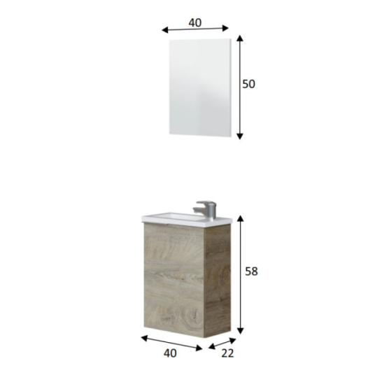 Mueble de baño MiniM 40 cm Roble...