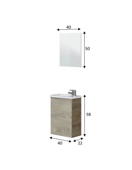 Mueble de baño MiniM 40 cm Roble Alaska de colgar