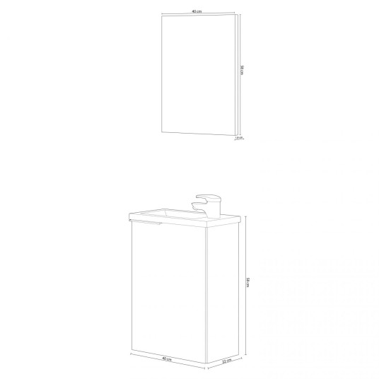 Mueble de baño MiniM 40 cm Roble...