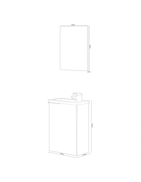 Mueble de baño MiniM 40 cm Roble Alaska de colgar