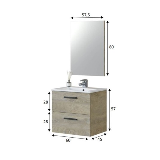 Mueble de baño colgante Aruba con 2...