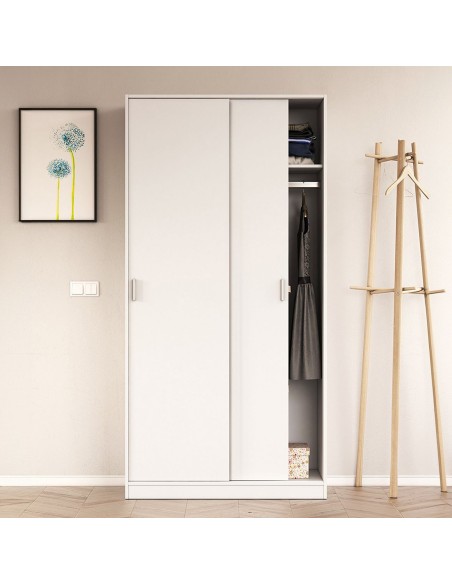 Armario de dormitorio blanco Max019F puertas correderas moderno