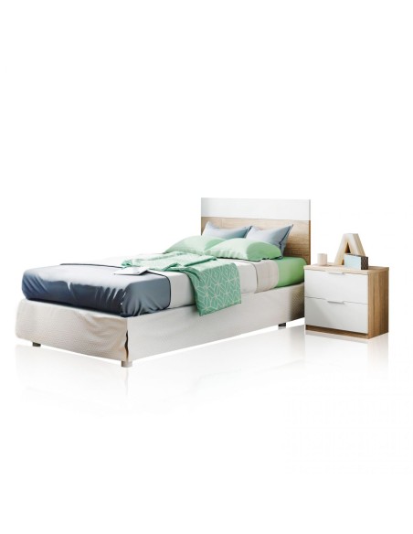 Conjunto dormitorio juvenil cabecero + mesita 2 cajones
