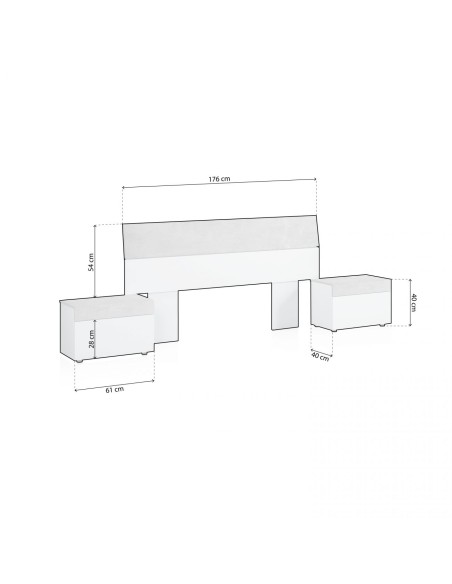 Conjunto dormitorio Tekkan cabecero + 2 mesitas blanco artik moderno