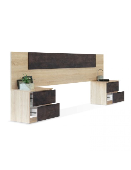 Conjunto Dormitorio Noon – Cabecero 150 cm con 2 Mesitas