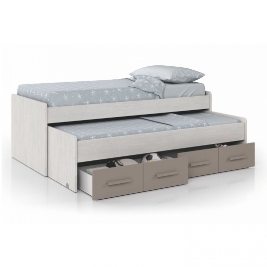 Cama nido Ares Plus blanca con cajones