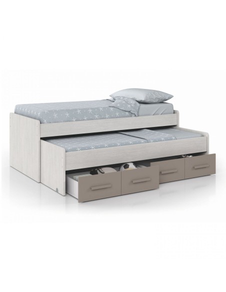 Cama nido Ares Plus blanca con cajones