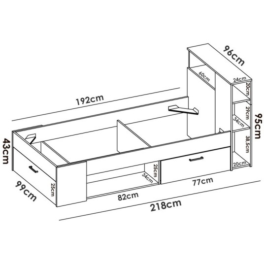 Cama Compacta Lanka Blanca 90x190 cm