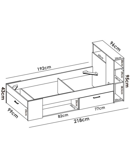 Cama Compacta Lanka Blanca 90x190 cm