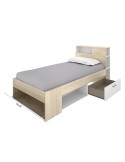 Cama compacta Lanka roble natural y blanco