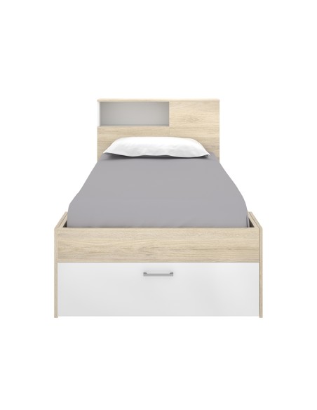 Cama Compacta Lanka Roble Natural y Blanco 90x190 cm