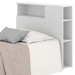 Cabecero estantería Ten blanco con estantes para libros y objetos