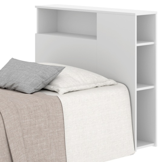 Cabecero estantería Ten blanco con estantes para libros y objetos