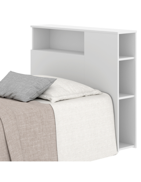 Cabecero estantería Ten blanco con estantes para libros y objetos