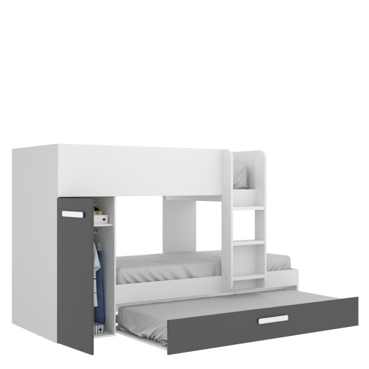 Cama tren Tom blanca y grafito 2 camas