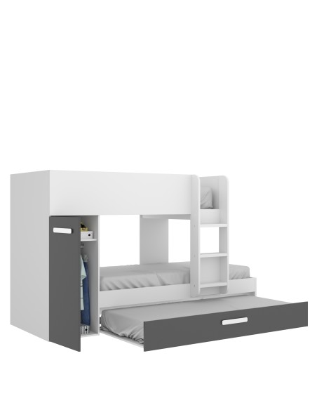 Cama tren Tom blanca y grafito 2 camas