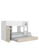 Cama tren Tom blanca y natural con 2 camas