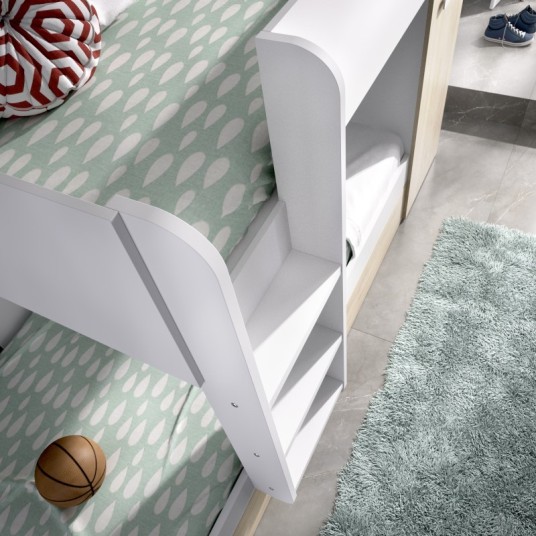 Cama Tren Tom Blanca y Natural 2/3 cama