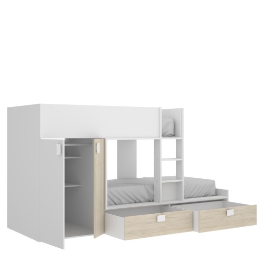 Cama Tren Matt Natural y Blanca con 2...