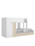 Cama Tren Matt Natural y Blanca con 2 Camas