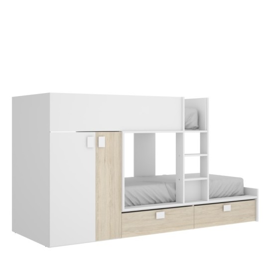 Cama Tren Matt Natural y Blanca con 2...