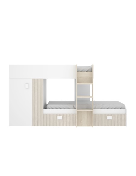 Cama Tren Groe Blanca, Alistonado y Natural con 2 Camas