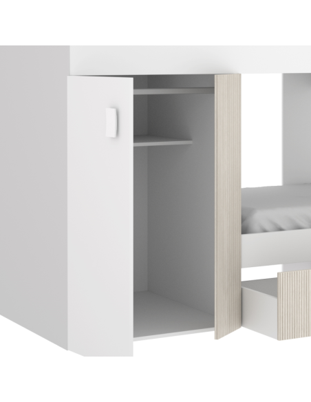 Cama Tren Groe Blanca, Alistonado y Natural con 2 Camas