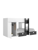Cama tren Groe blanca y grafito con 2 camas