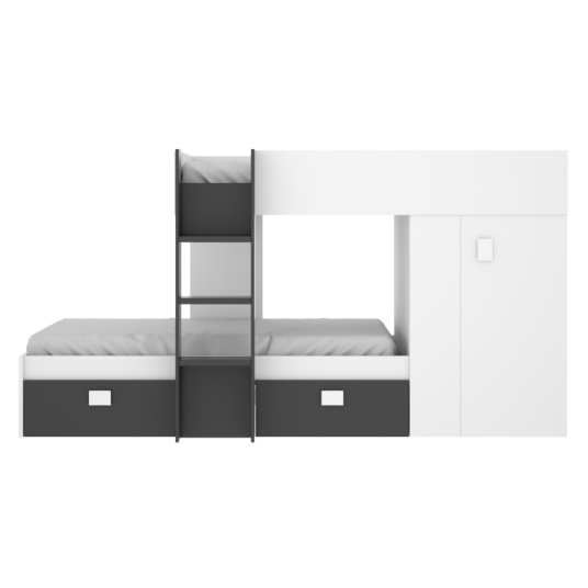 Cama Tren Groe Blanca y Grafito con 2...