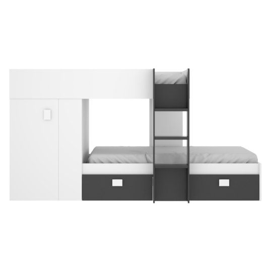 Cama Tren Groe Blanca y Grafito con 2...