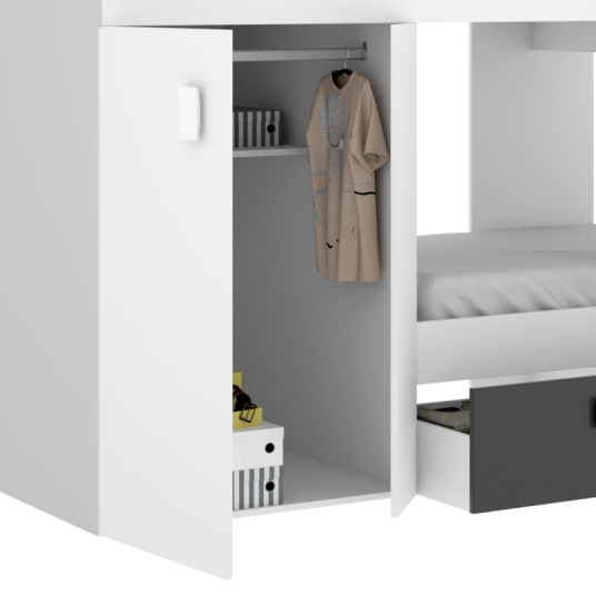 Cama Tren Groe Blanca y Grafito con 2...