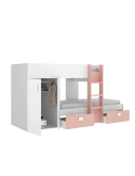 Cama tren Groe blanca y rosa con 2 camas