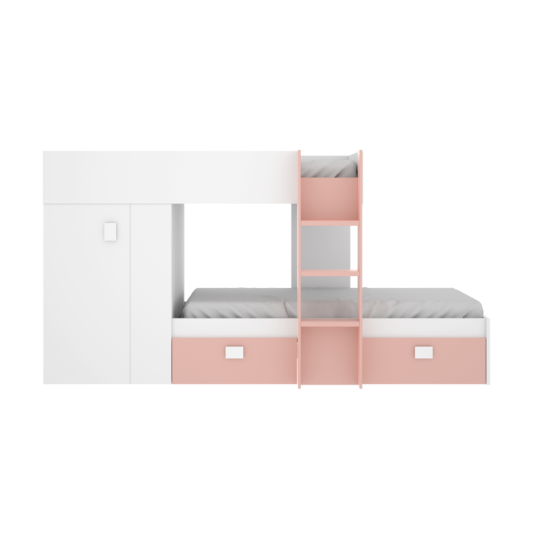 Cama Tren Groe Blanca y Rosa con 2 Camas