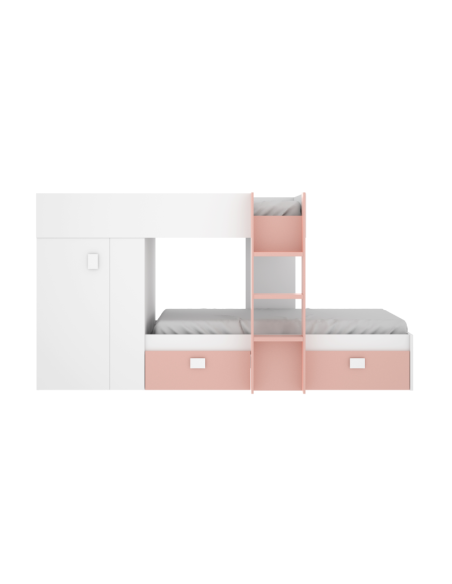 Cama Tren Groe Blanca y Rosa con 2 Camas