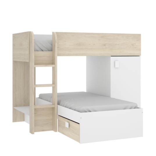 Cama Tren Move Blanca/Natural con 2...