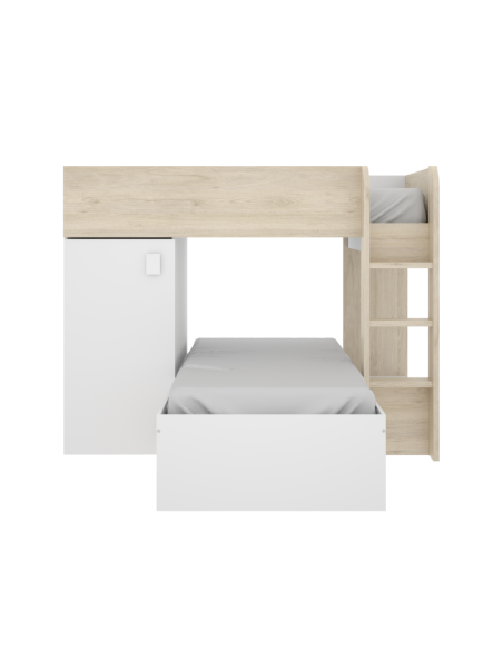 Cama Tren Move Blanca/Natural con 2 Camas