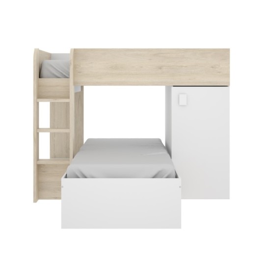 Cama Tren Move Blanca/Natural con 2...