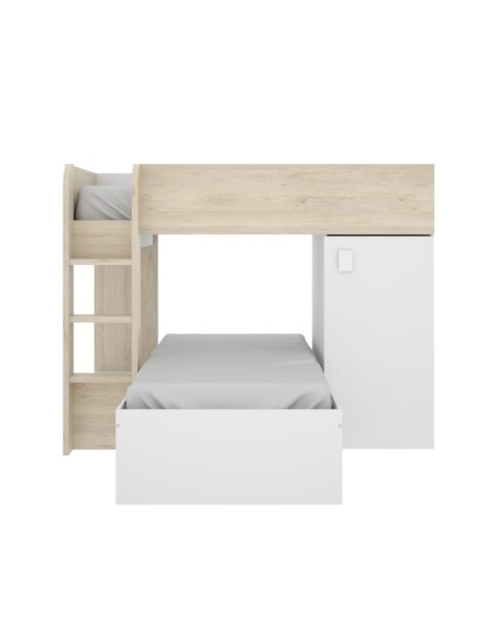Cama Tren Move Blanca/Natural con 2 Camas