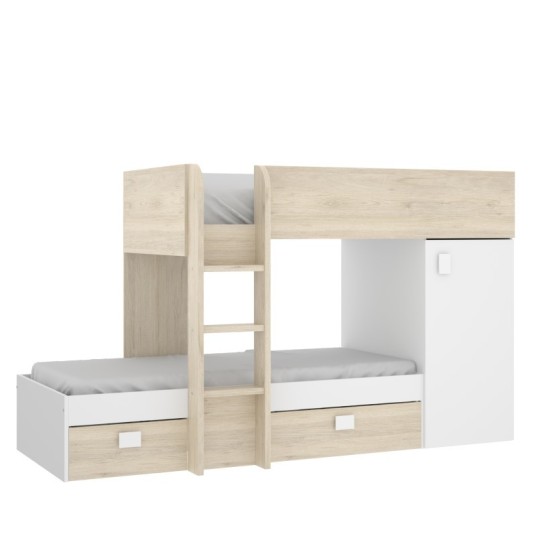 Cama Tren Move Blanca/Natural con 2...