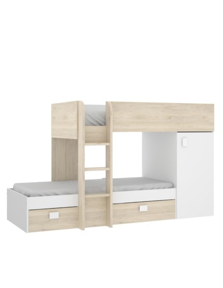 Cama Tren Move Blanca/Natural con 2 Camas