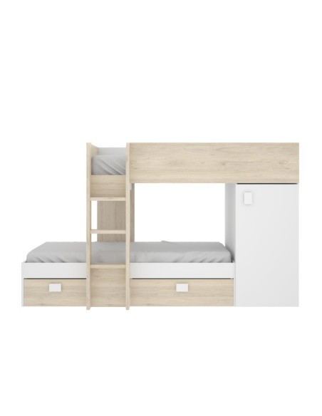 Cama Tren Move Blanca/Natural con 2 Camas