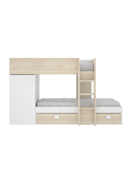 Cama Tren Move Blanca/Natural con 2 Camas